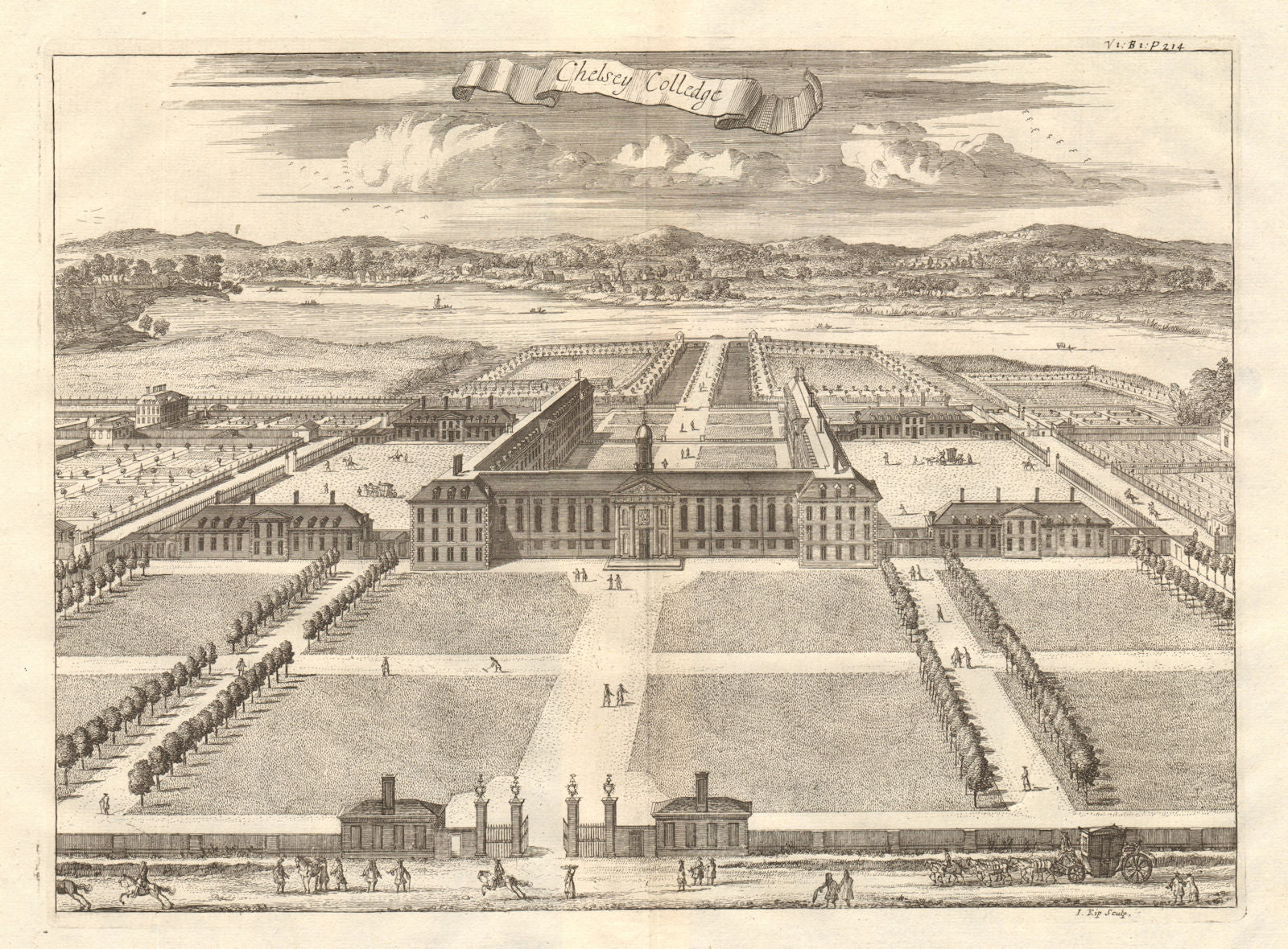 'Chelsey Colledge'. Chelsea Royal Hospital. STOW/STRYPE 1720 old antique print